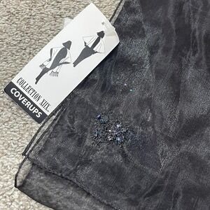 black sheer cover up with beaded floral details